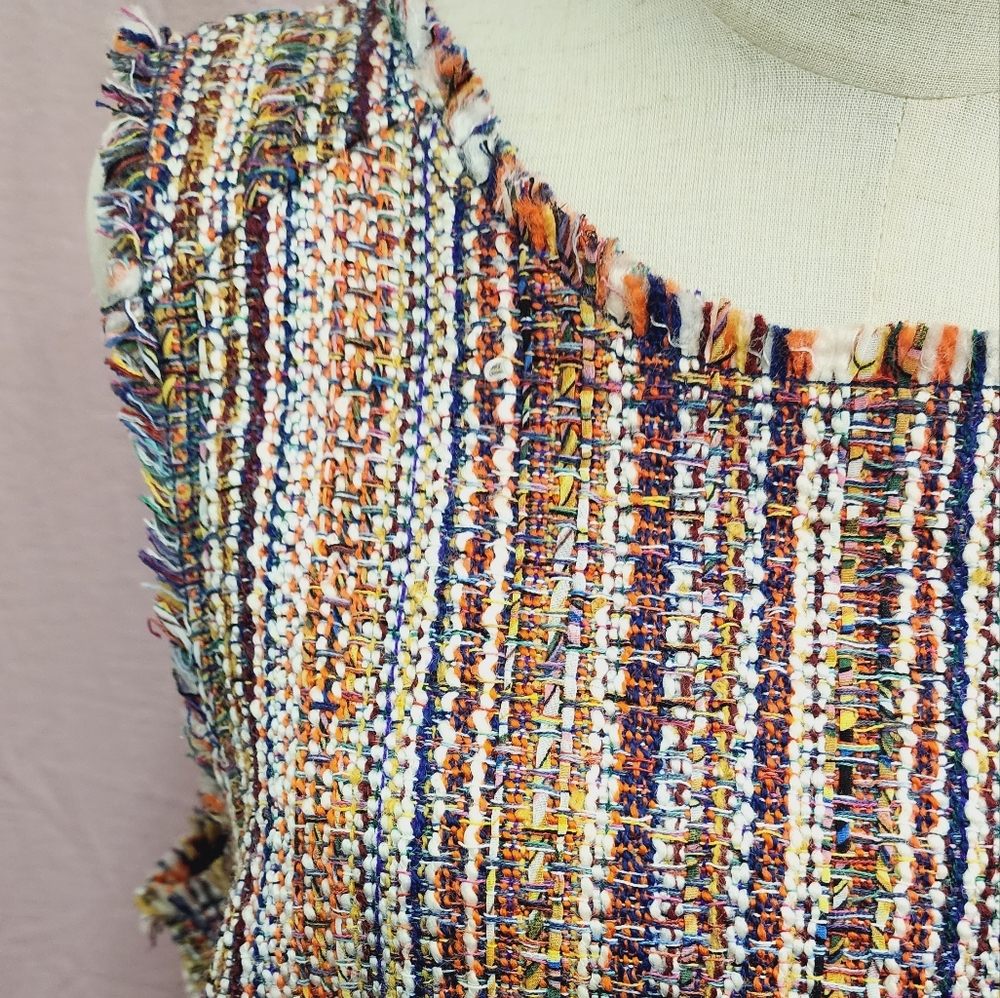 Anthro Maeve Women's Textured Tweed Raw Hem Tank-(Size:14) - Picture 3 of 10